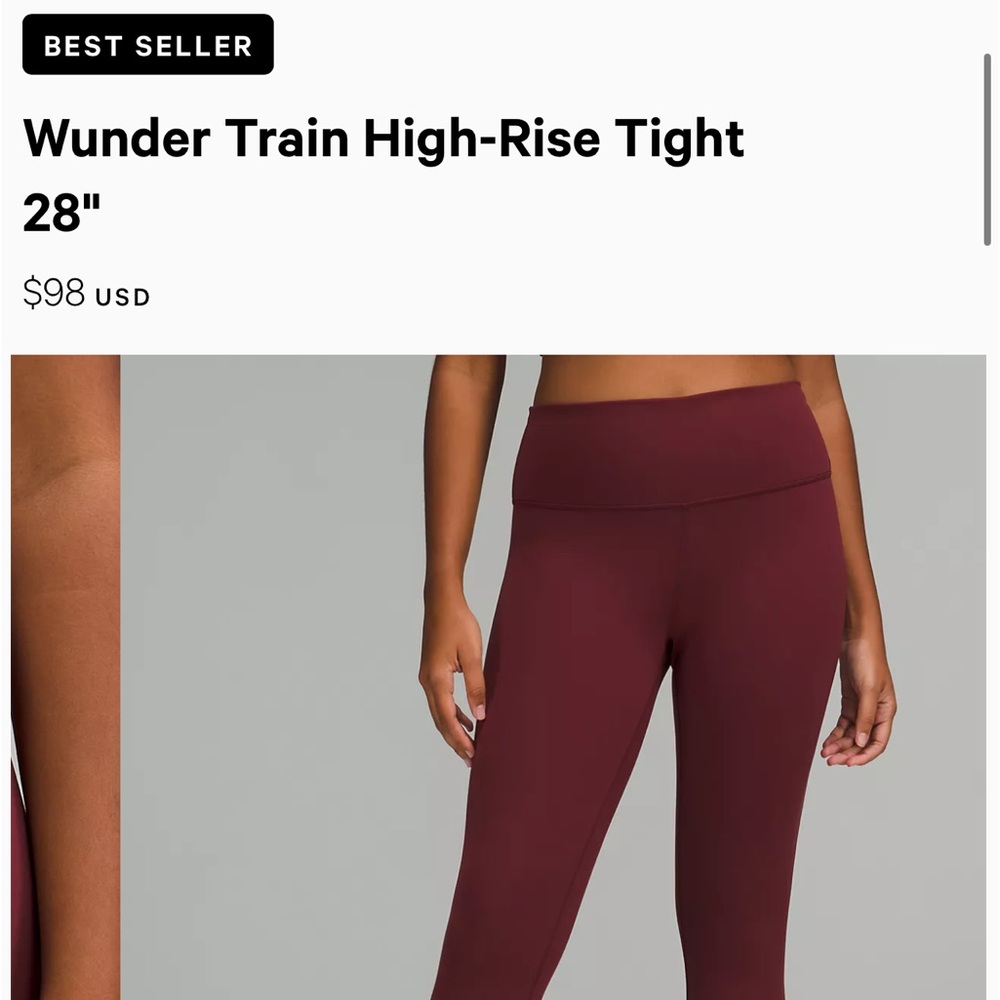Lululemon high rise 28” size 8 new